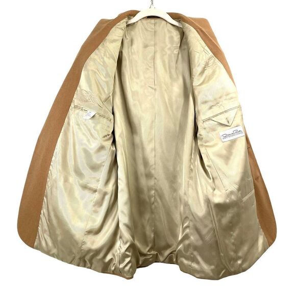Oscar De La Renta wool cashmere blend suit jacket blazer Sz 44L camel caramel - Picture 7 of 10